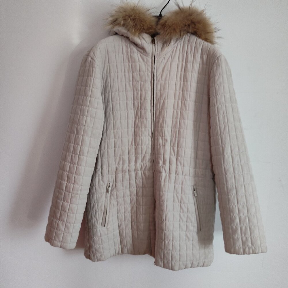 Ladies SZ XS Calvin Klein Racoon Trim Jacket